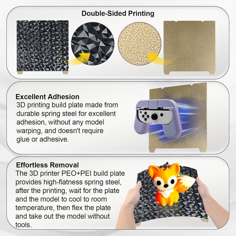 IdeaFormer-3D لوحة بناء PEO PEI مزدوجة الجوانب لطابعة Creality K1 Max/Ender 3 V3 Plus، ورقة فولاذية مرنة PEO PEI بدون لوحة سرير مغناطيسية K1 Max بحجم 315x310 مم - Image 5